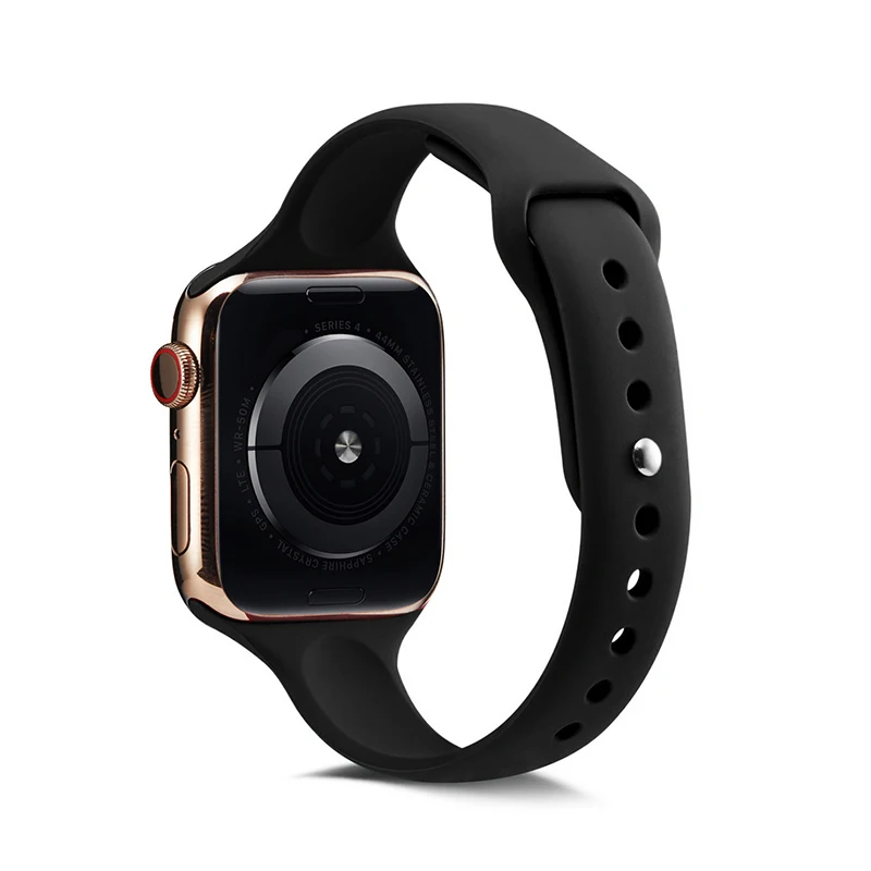  Ремешок резиновый для Apple Watch Band 44 мм 42 40 38 силиконовый браслет смарт-часов серии 6 I
