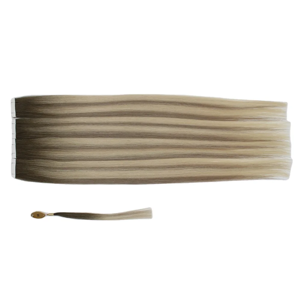 FangCun Injection Human Hair Extensions Hand Tied Tape In Natural Hair Extension Invisible Adhesives PU Skin Weft Remy Hair
