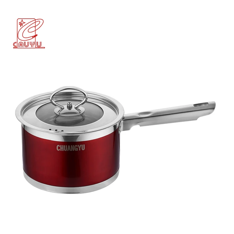 6Pcs Red Italian Stainless Steel Cooking Pot And Pan Cookware Set For Induction Cooker