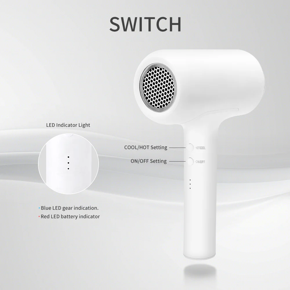 Portable Household blow dryer Rechargeable battery powered Cordless Hair Dryer