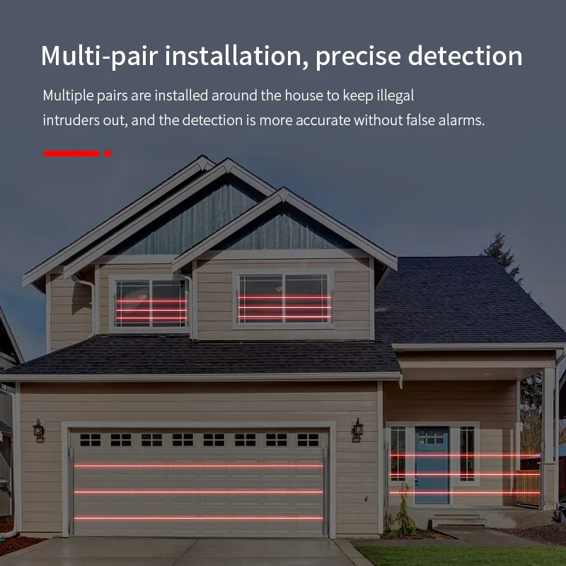 Photoelectric Infrared Beam Detector anti intrusion RF433MHz 5-120m Waterproof Anti tamper Smart home security alarm system