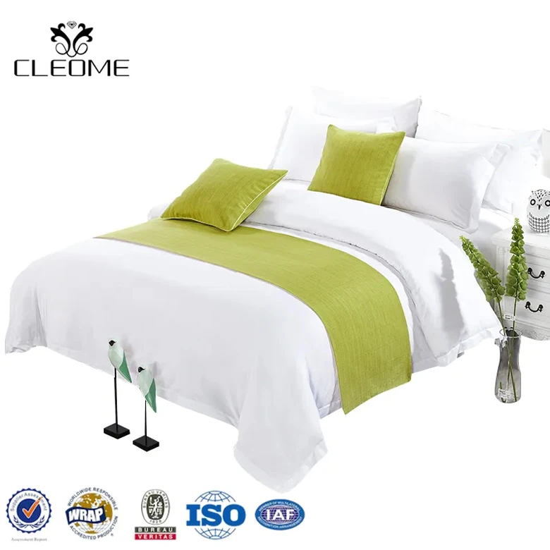 Geometric Pattern Soft Touch White Beautiful 100% Cotton Bedsheet Hotel Bedding Set