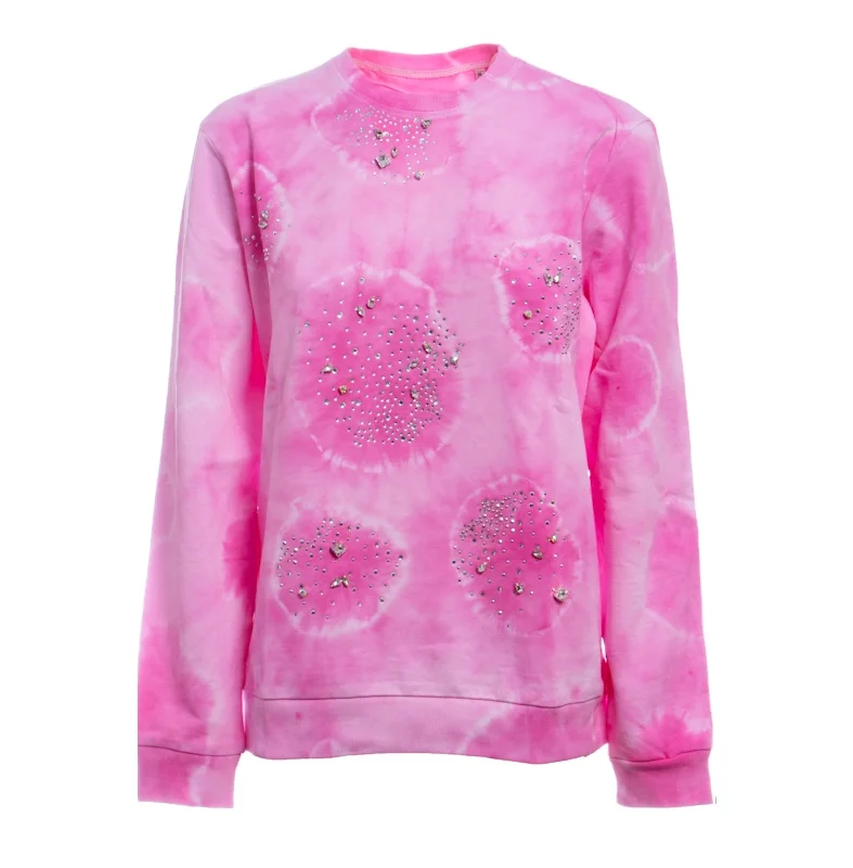 Лучший поставщик хлопчатобумажной толстовки для галстука с украшением из блестящего камня для модной уличной одежды