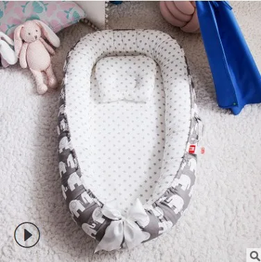 Custom print for breathability baby cribs bed lounger nest sleep bed babies head support pillow fold baby nest blanket