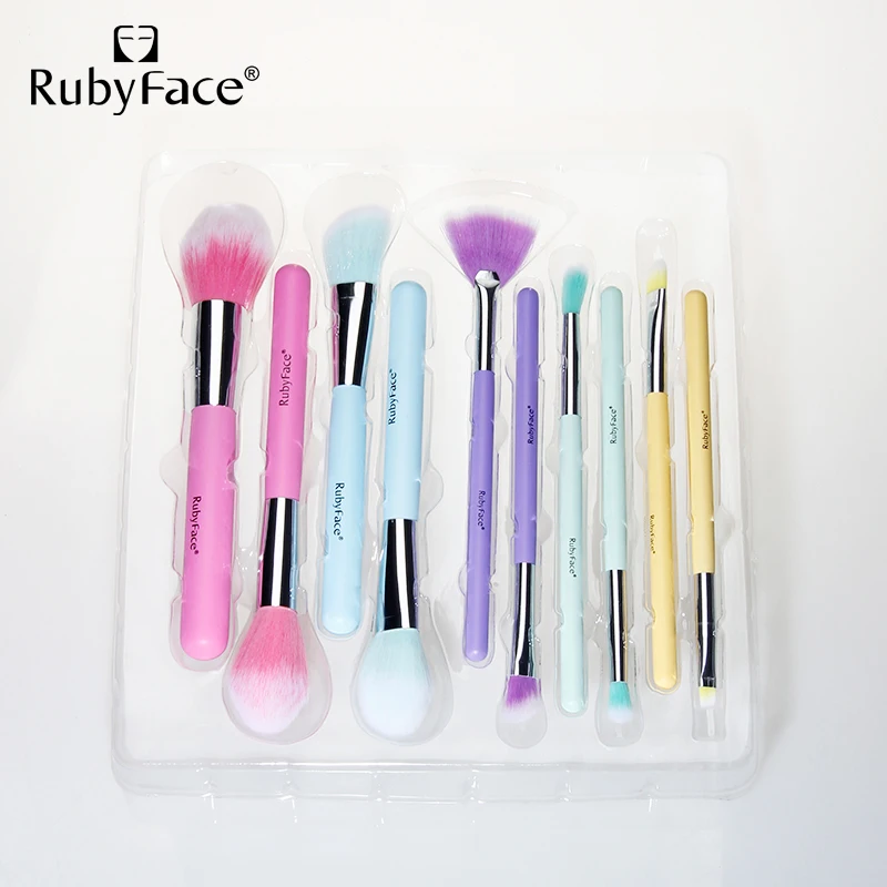 makeup brush 8pcs makeup brush rainbow hair colorful wooden handle brush makeup
