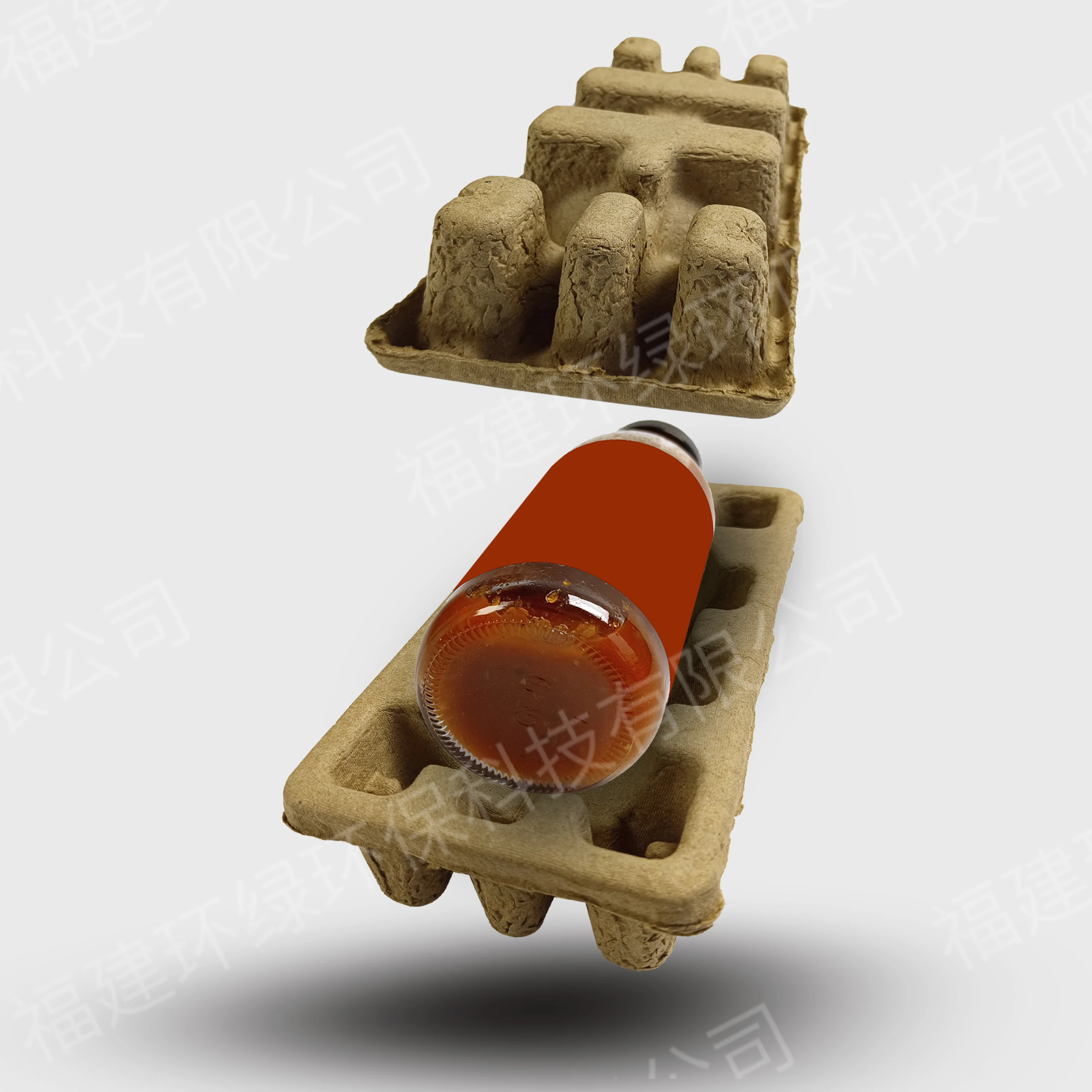 Recyclable pulp wine tray With Molded Paper Pulp Wine Bottle Jam bottle Glass bottle Packaging Tray Shippers