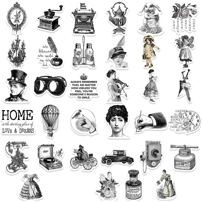 Wholesale Vintage Gothic Stickers Scrapbook Diy Crafts Junk Bullet Journal Graffiti Laptop Gift Decoration Postage Stamp Baroque
