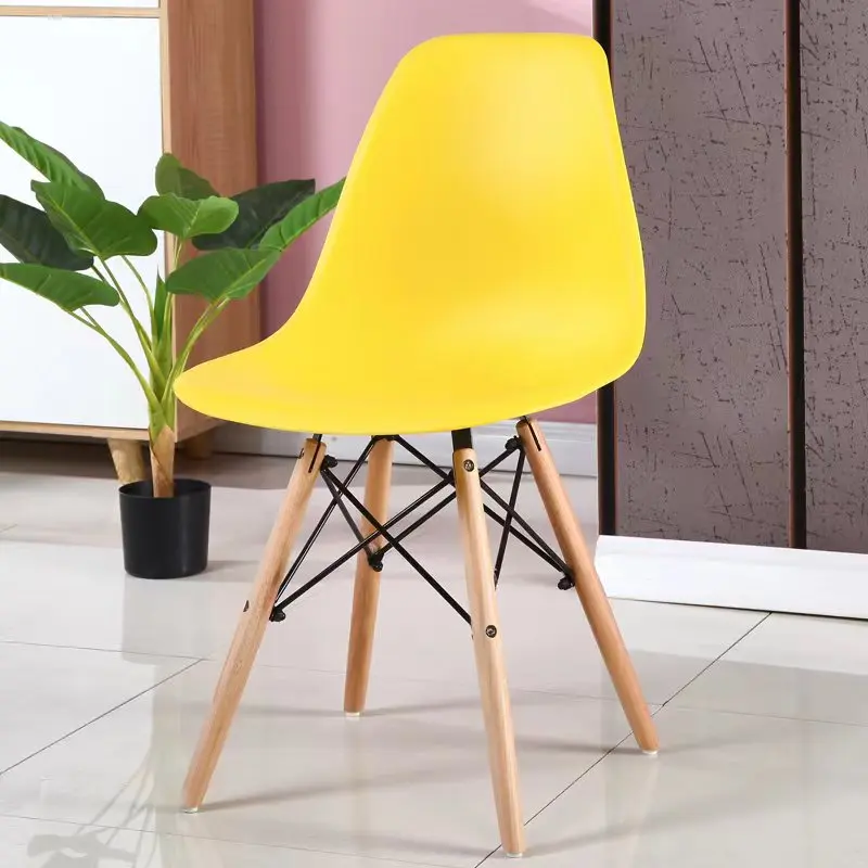 Hot sale wholesale custom wooden outdoor designer plastic dining chair with wood legs