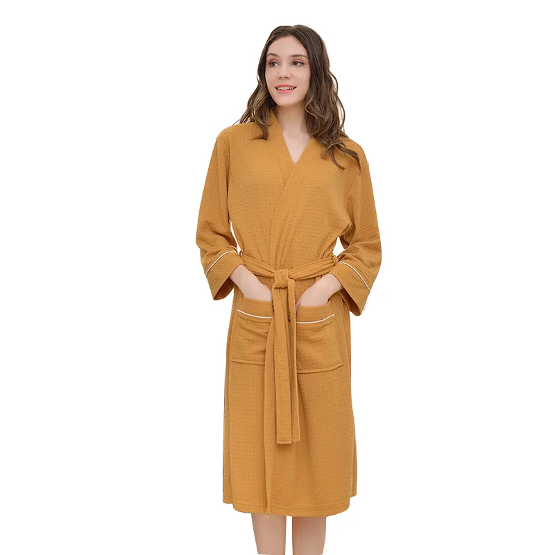 
Extra long bathrobes cotton spa waffle weave kimono robes for men and women 
