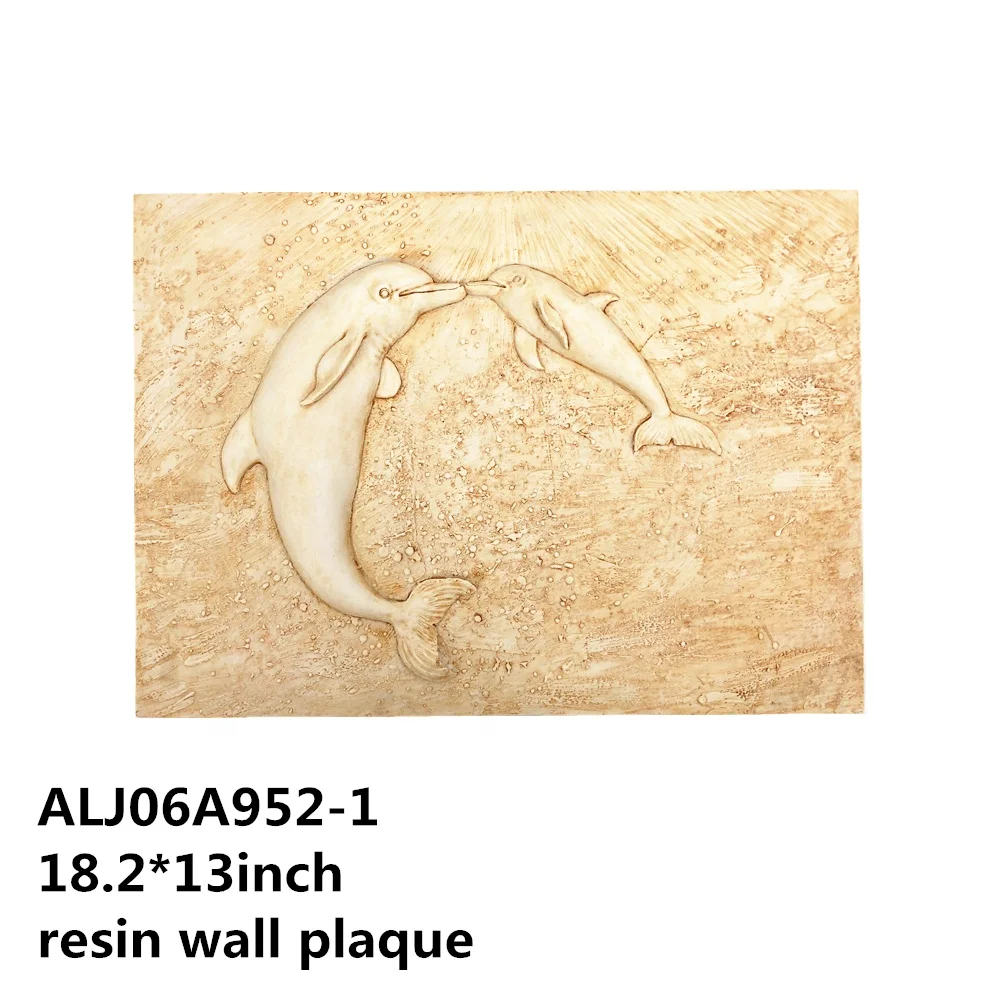 
Resin 3D Vintage White Color Dolphin Wall Art Painting Sea Ocean Sculpture Plaque Coastal Home Decor 
