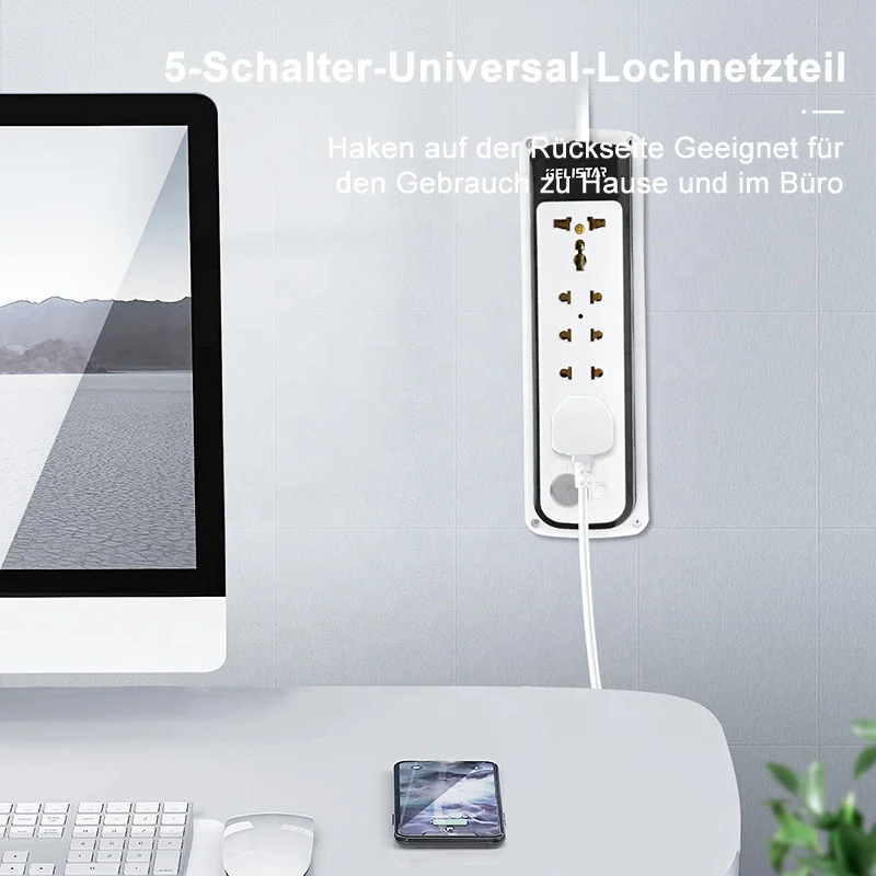 Cheap Price 2M Universal Multi Plug Sockets 5 Outlet Power Strip