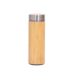 JOYE Bamboo tea tumbler stainless steel tea bottle vacuum flask with tea infuser