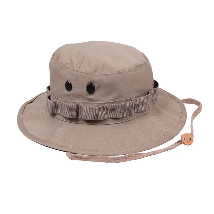 Wholesale 100%Cotton wide brim fishing boonie hat custom design fishermen bucket hat