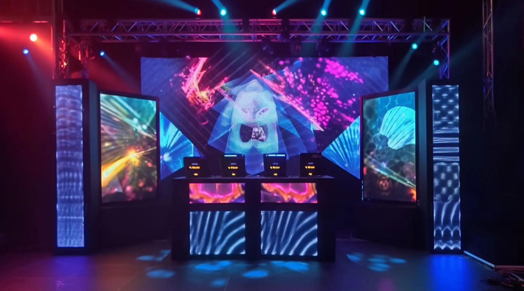 Крытый 3D видео DJ стенд светодиодный экран для событий цифровой изогнутый Стенд настольный фасадный дисплей