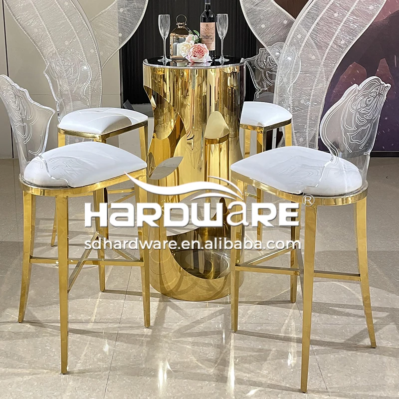 Bar Furniture Unique Design Round Mirror Glass Highboy Bar Table
