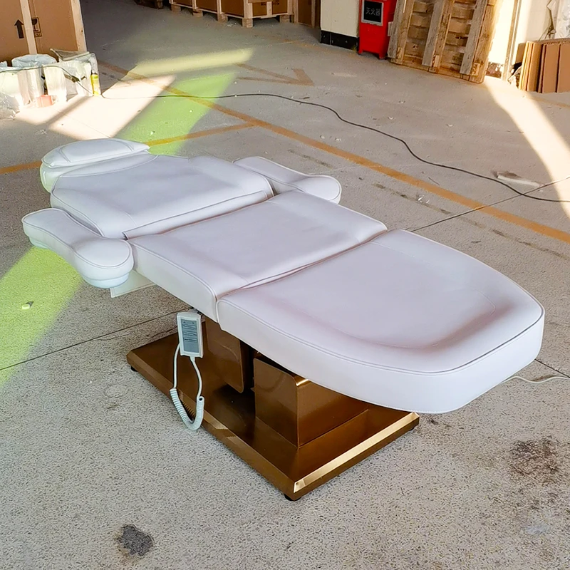Modern pink massage cosmetic facial bed salon furniture electric luxury gold stainless steel aesthetic clinic bed for sale
