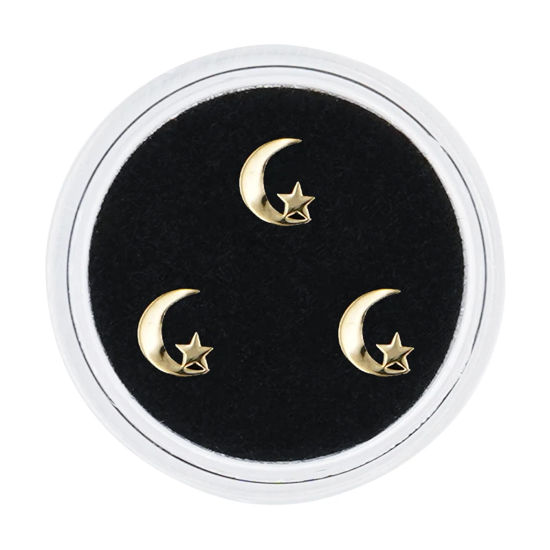 RTS Dental Tooth 18k Gold Coated Gem 3 Pcs/Box Golden Moon Star Shape Hygiene Teeth Gem for Decoration Customization