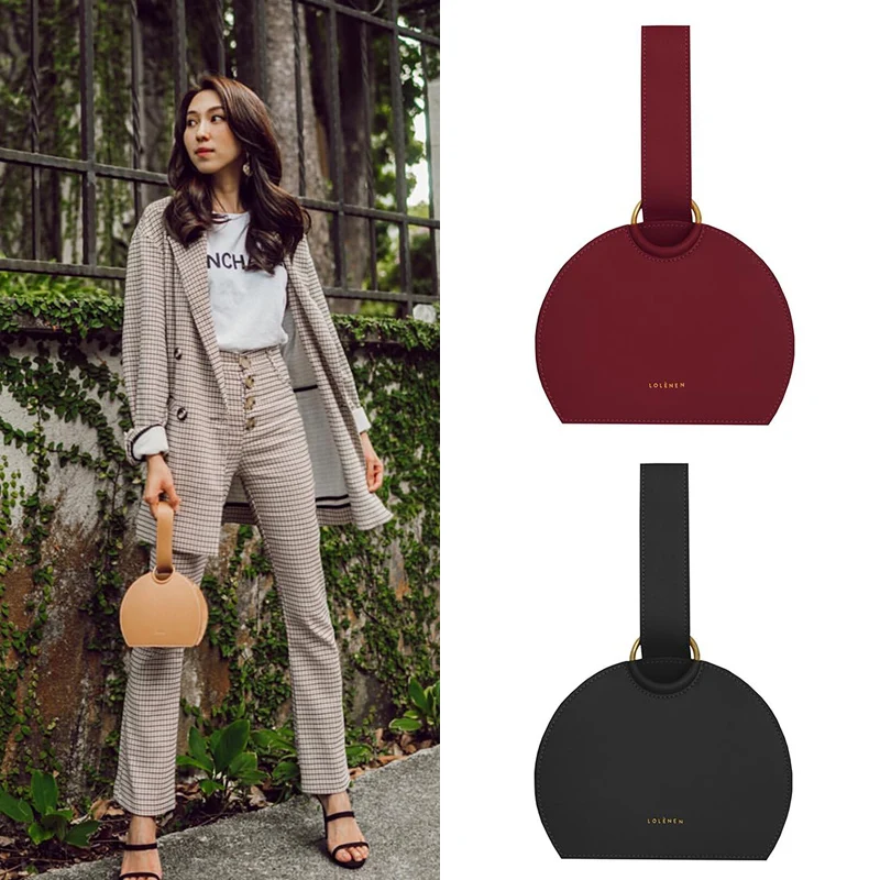 Luxury Designer Handbag Casual Semicircle Handbags Women Top-handle PU Leather Totes Ladies Simple Purses Design Chic