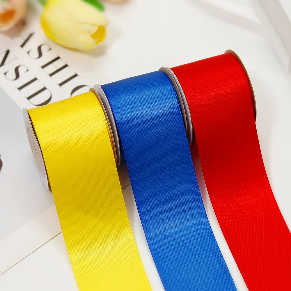 Wholesale 100% polyester 1.5 inch solid color satin ribbon roll for gift wrapping decoration