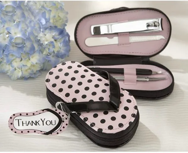 lovely Pink Manicure Set Shower Favors Flip Flop Nail scissor Care Manicure Pedicure Set
