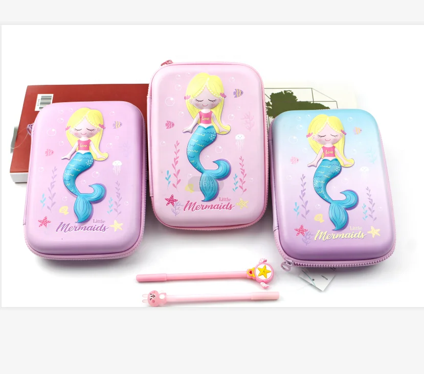 3D Pattern Smiggle Mermaid pencil  bag  Girl design  hard shell  pen case  Manufacturer price direct  stationery bag