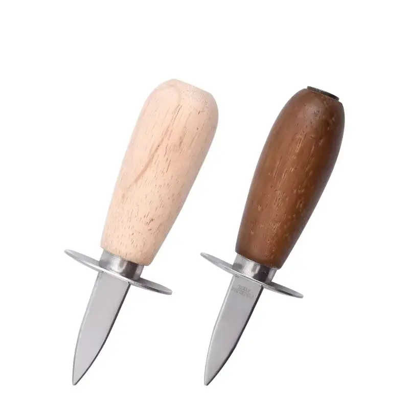 Round Log Wood Stainless Kitchen tool Shucking Oyster Knife Shell Opener Restaurant Mini Utensil Set