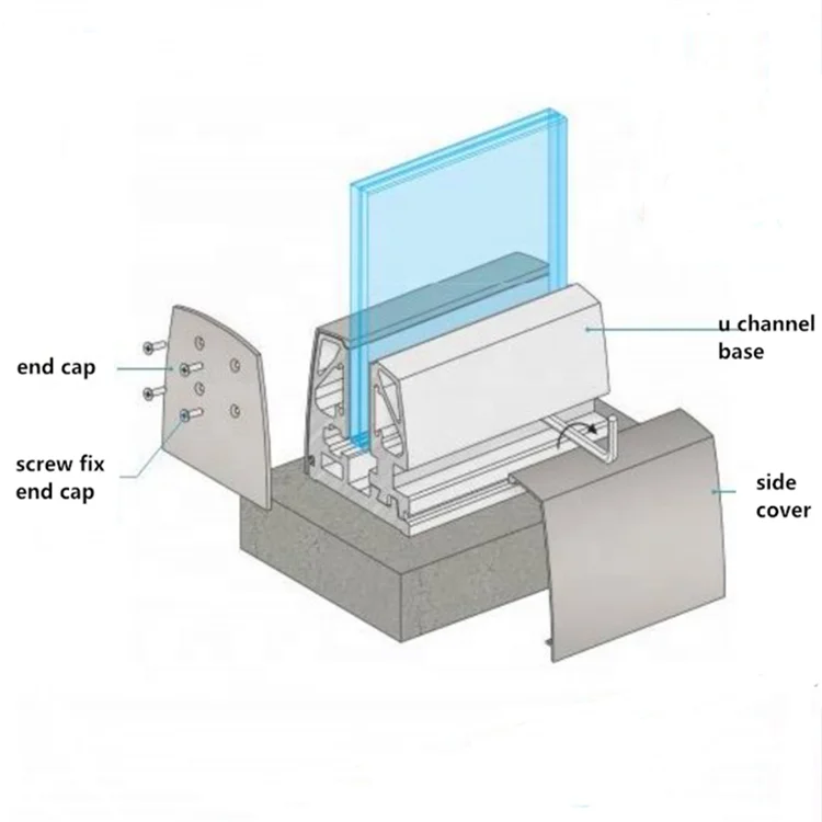 Наружные u-образные Алюминиевые профильные безрамные стеклянные перила для палубы/балкона по низкой цене