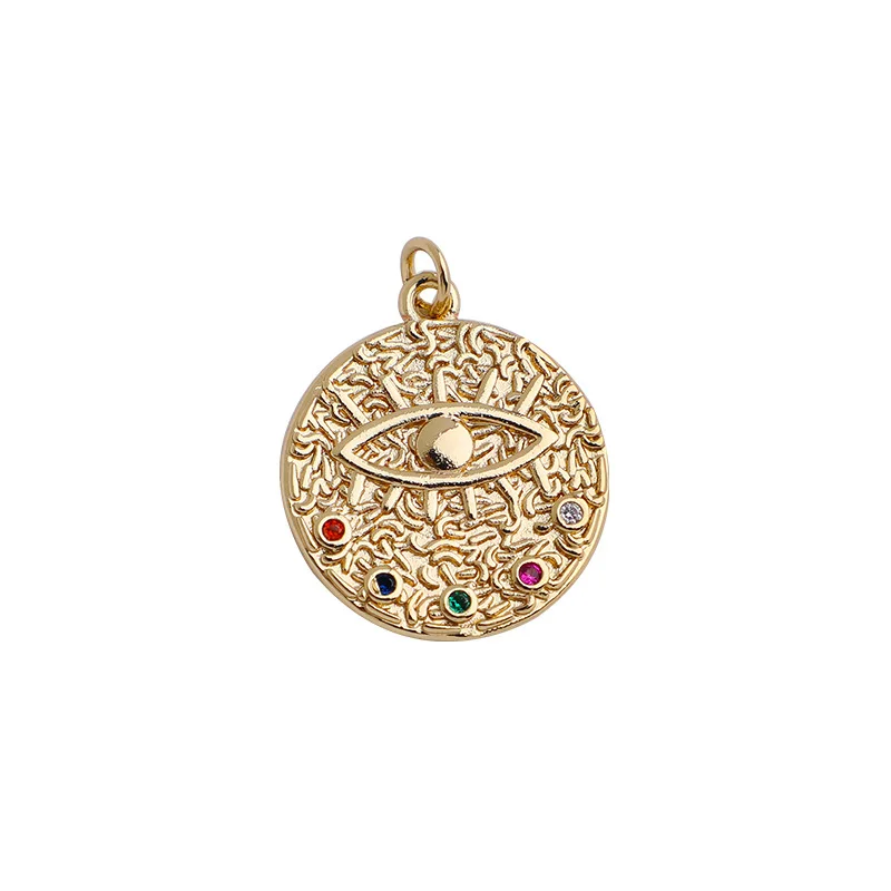 High Quality Turkish Evils Eye Copper Pendants 14K Gold Plated Evils Eye Charms for DIY Jewelry Making