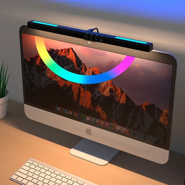 Cool Gamer Modern RGB Monitor Light Bar Touch Control USB Power Supply Computer Eye Protection LED Reading Bedroom Setup