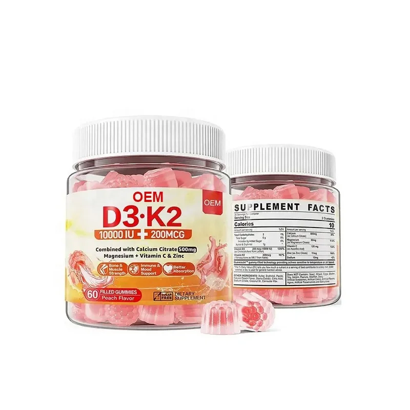 Private Label Bone Supplement Calcium Vitamin D3 K2 Gummies for Immune Support
