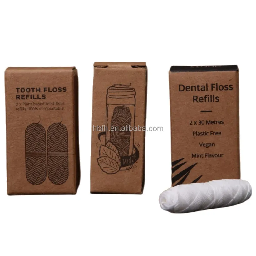 Eco-Friendly Zero Waste Mint Flavor Biodegradable Dental Floss Oral Care Set Natural Silk Floss in Bamboo Glass Jar