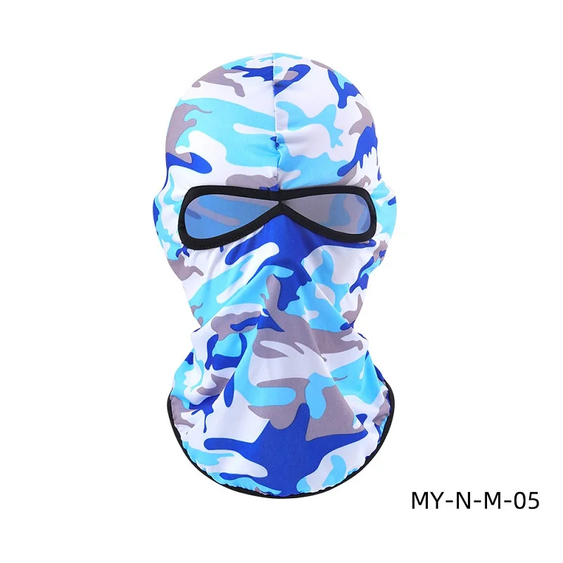 Amazon Hot Sale 14 Colors Ice Silk UV Protection Full Face Cover Unisex Camouflage Windproof Two Hole Balaclava