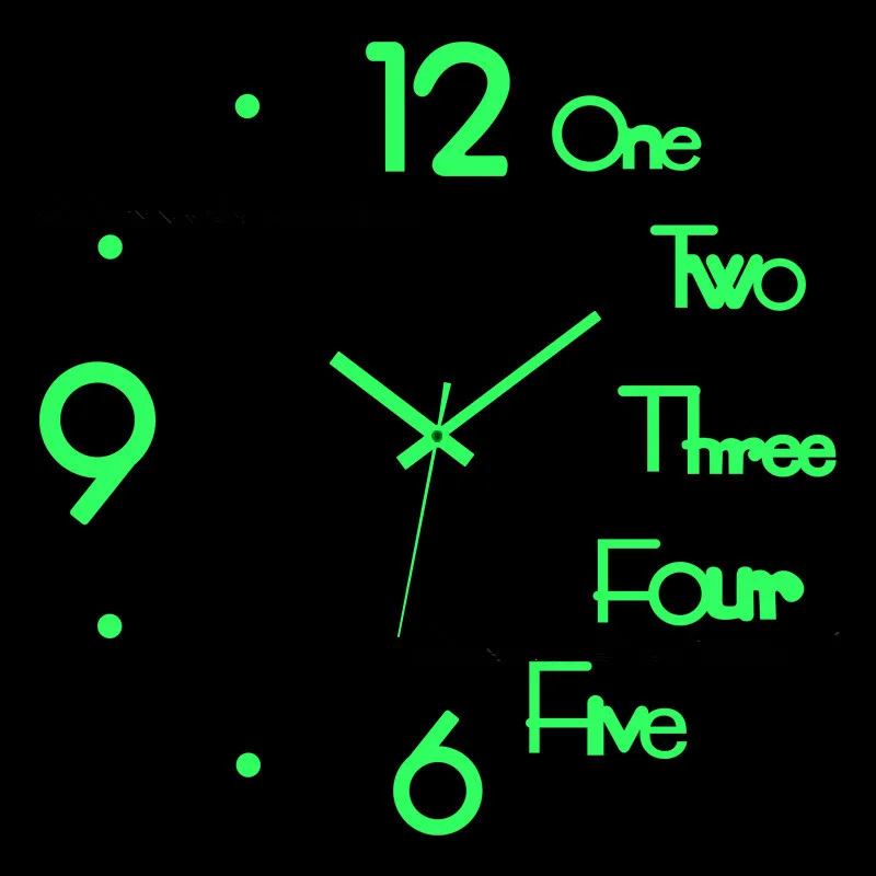 WH160 DIY Wall Clock Modern Large 3D Wall Luminous Frameless Living Room Office  Clocks DIY Digital Wall Stickers Silent Clock