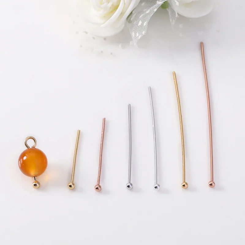 DIY handmade jewelry material findings Round-headed pin nine-figure T pin assembly Copper beaded bracelet earrings accessories