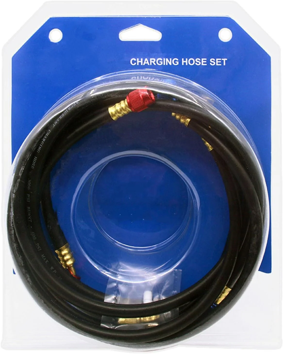 HVAC Refrigerant Black Rubber Charging hoses with 3 colors aluminium alloy connector for refrigerant charging.
