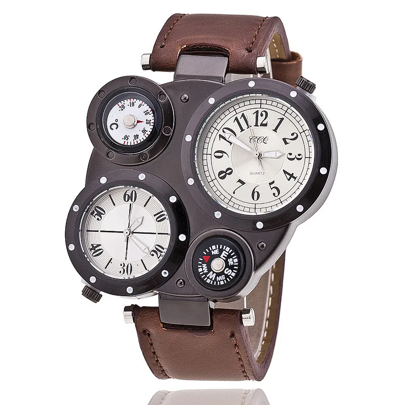 New fashion atmosphere double movement compass quartz watch men fashion sports watch CCQ109