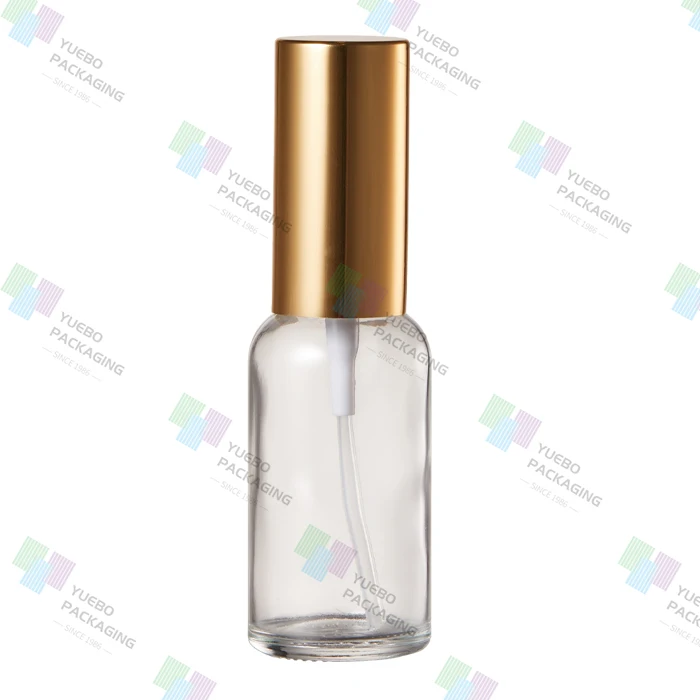 OEM Golden Cap Glass Perfume Bottles 30ml 50ml with Spray Pump Suitable for Mascara and Essential Oils