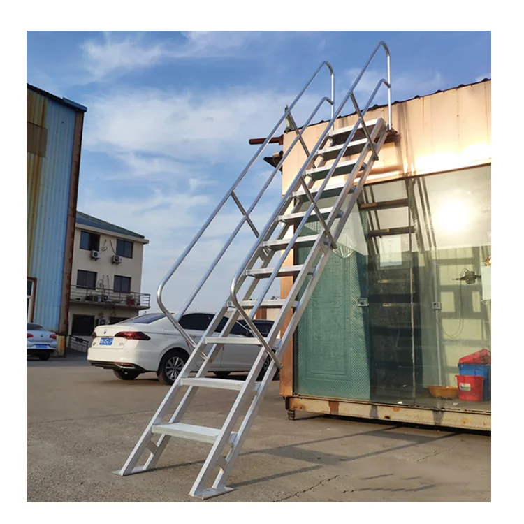 Prefab mild industrial outdoor metal fire escape stairs