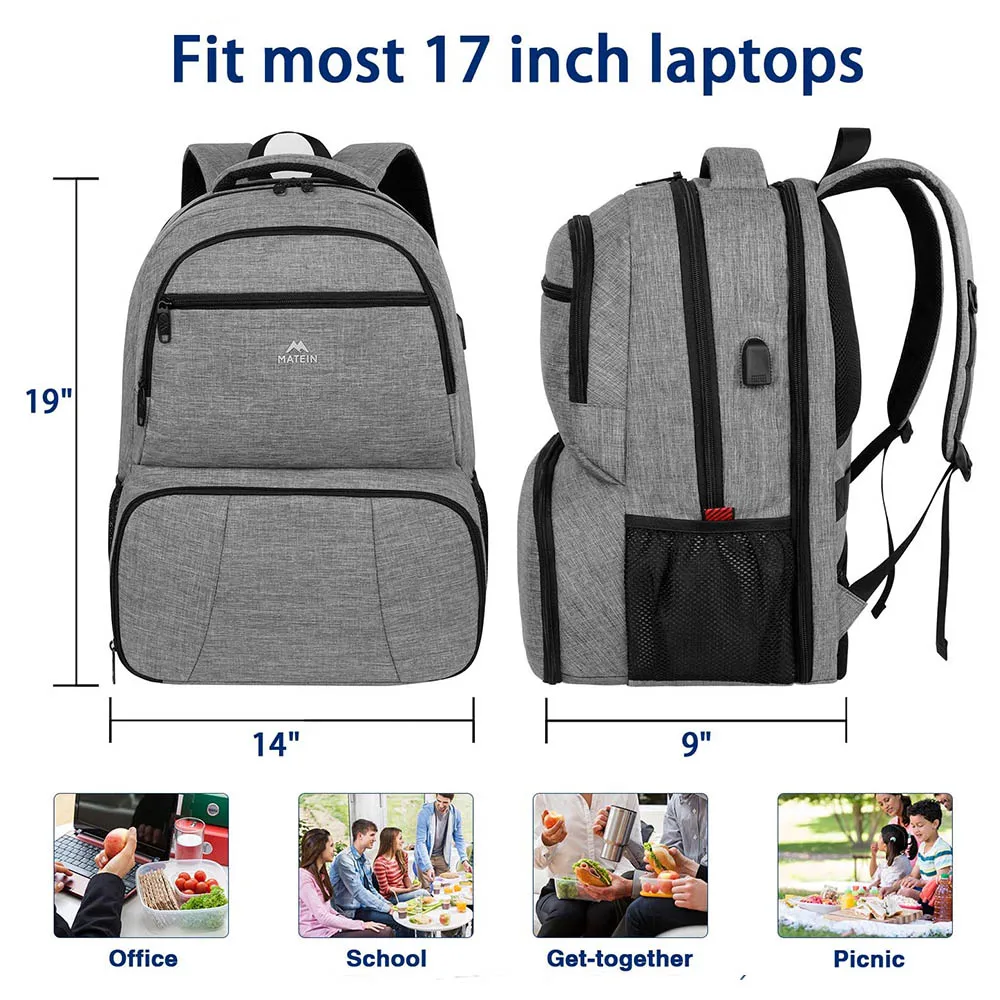 Многофункциональный TSA дизайн 3 в 1 доставки еды Ланч рюкзак кулер для пикника рюкзак подходит 17 дюймов ноутбука