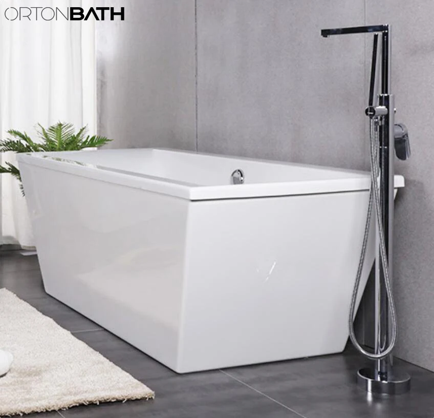 Ortonbath прямоугольной формы край акриловая отдельно стоящая Горячая плавать спа-ванна автономная ванна пластиковая Ванна