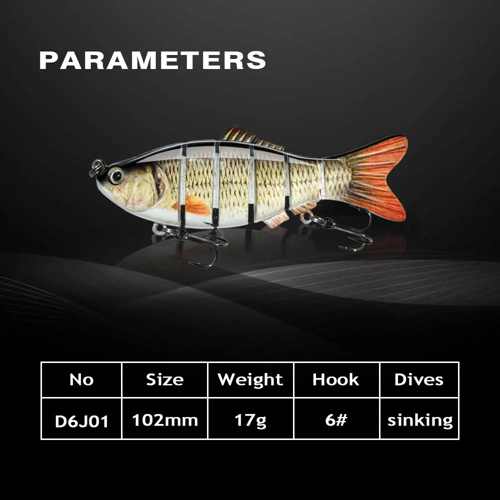 10cm 17g S-stroke 6-section simulation Sinking hard bait multi-section artificial hard Jointed Swimbait lure fishing bait