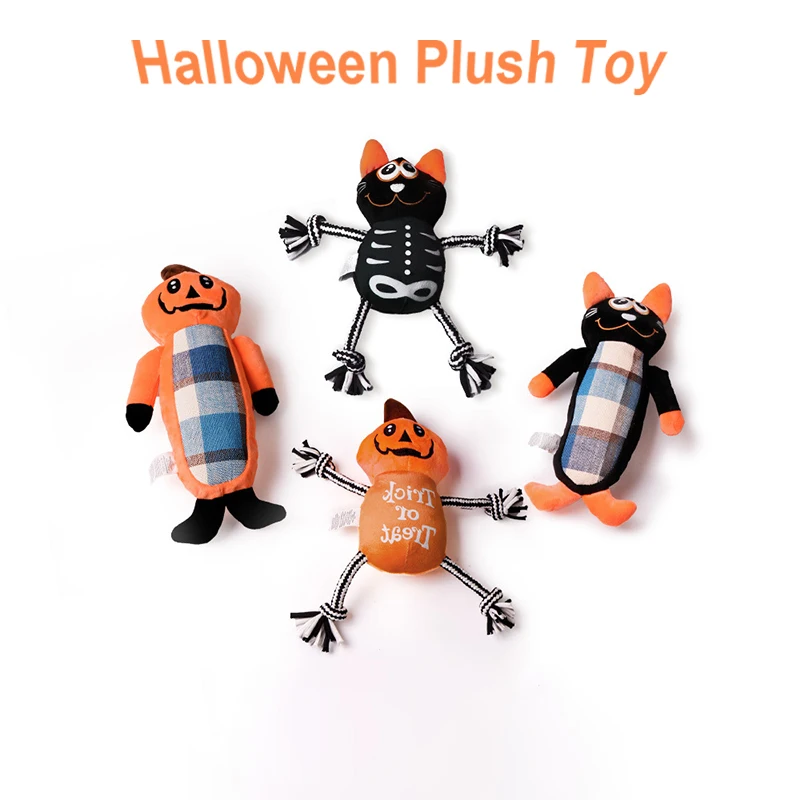 Pet Christmas Halloween Smiling Monster cat playing Plush Toys Chewing Toothbrush Interactive indestructable dog toys Squeaky