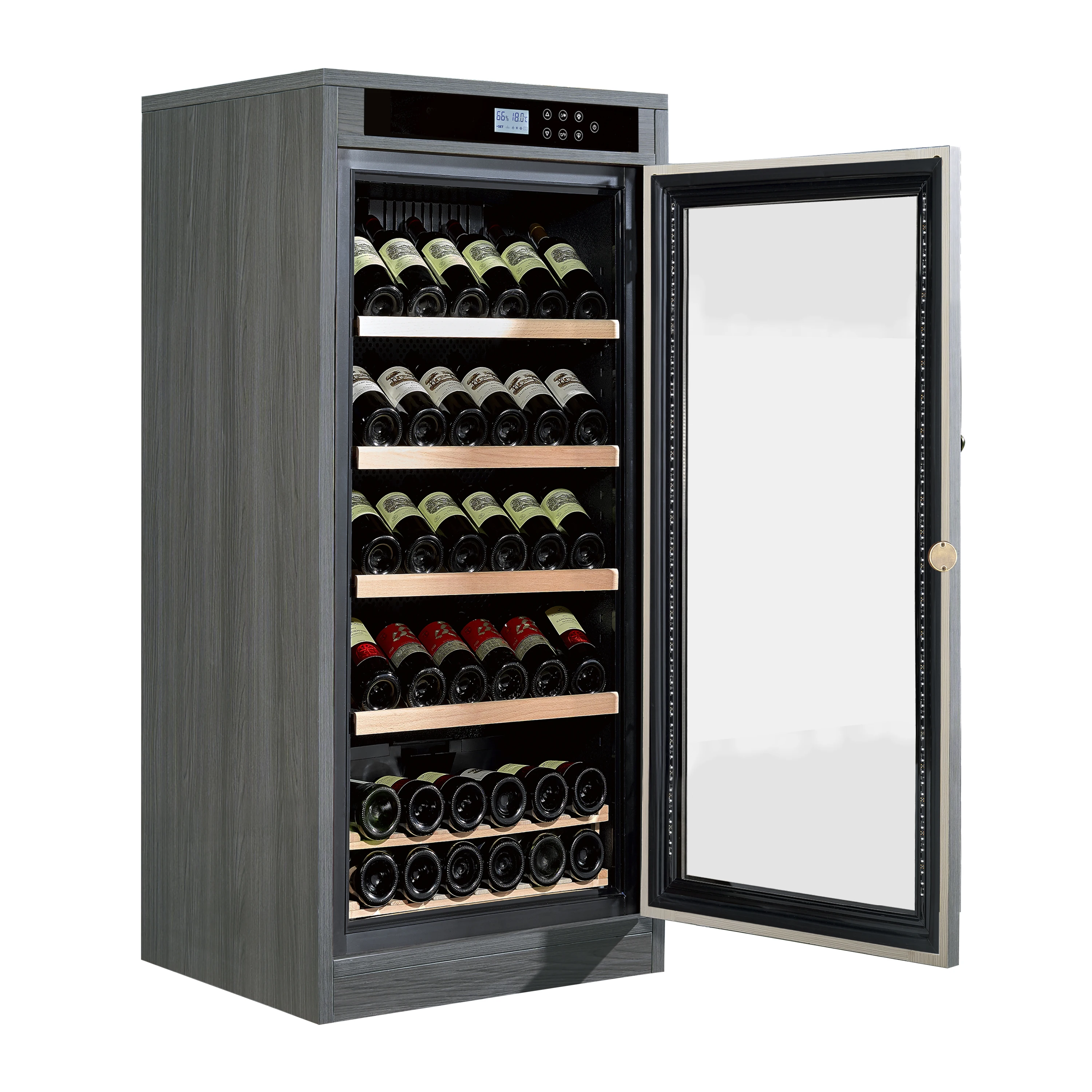 Top Fashion Compressor LED Light Temperature Display Wooden Refrigerator Wine Cooler Drink Jack Daniels