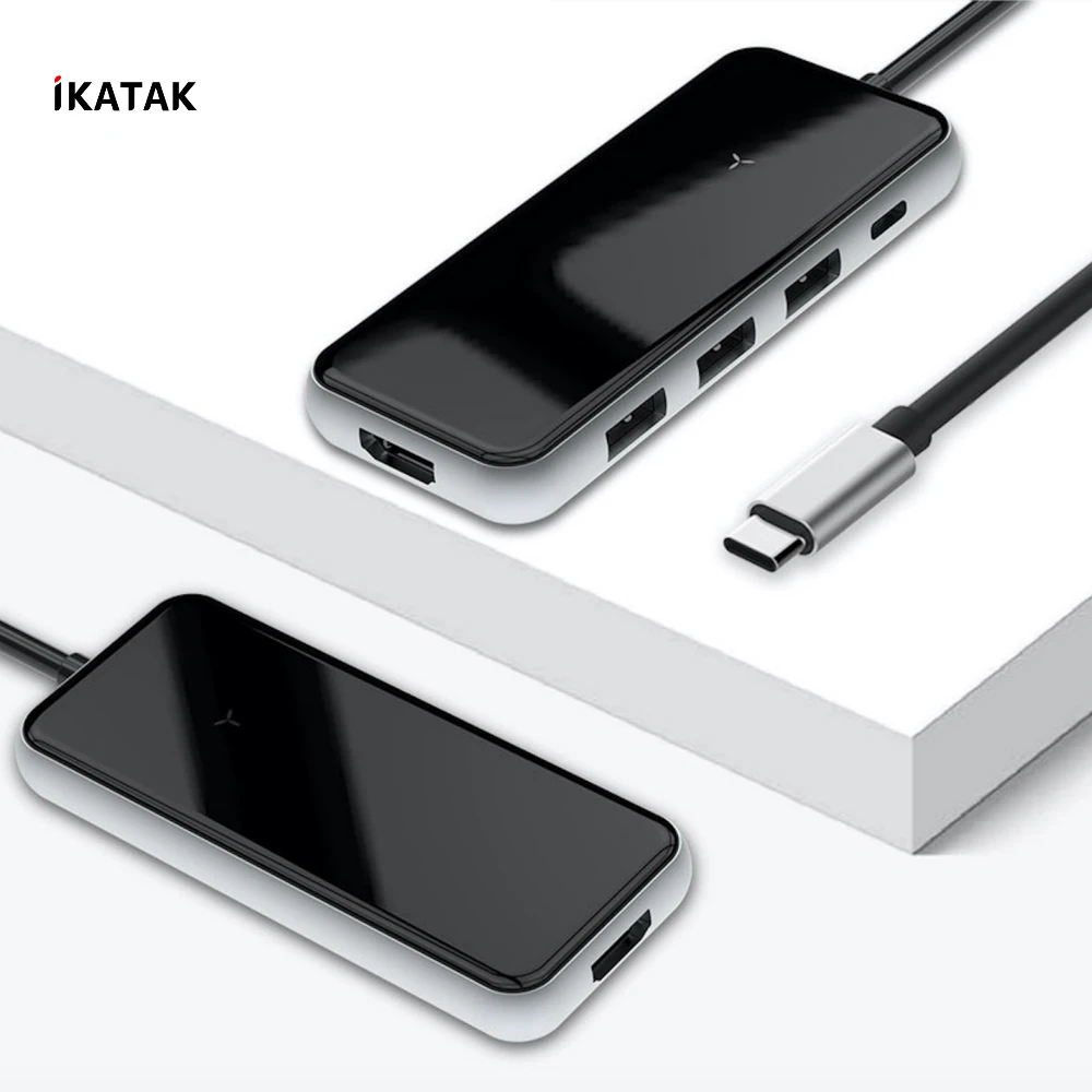 
IKATAK 2020 New Aluminum Acrylic USB-C Adapter 3 USB3.0 HDMI PD Charging USB C Hub 
