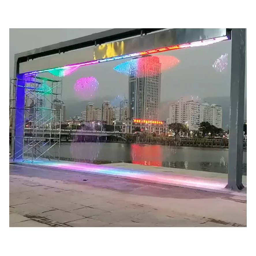 Indoor Outdoor Colorful Pool Wall Waterfall Curtains Digital Water Curtain Features for Park Decoration