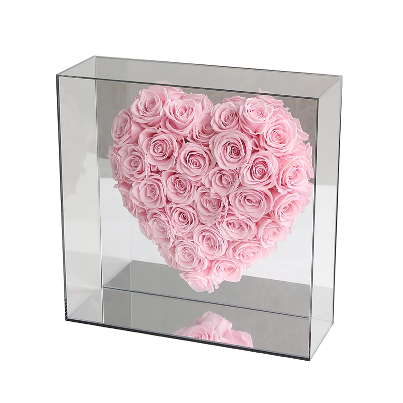 Luxury transparent square acrylic decorative flower soap rose bouquet packaging box clear flower gift display boxes