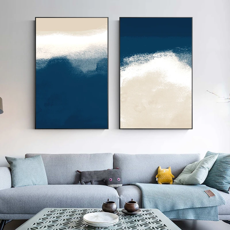 Abstract Blue Creative Seascape Canvas Paintings Posters And Print Unique Decor Wall Art Pictures For Living Room Bedroom Studio