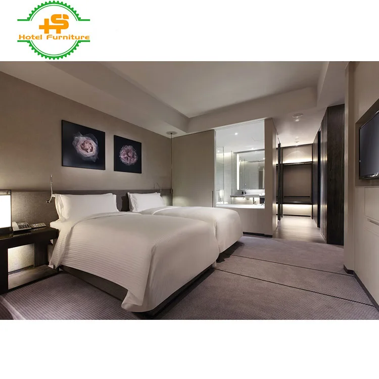 HS-N213 Factory wholesaler 5 star solid wood custom made style design hotel bedroom furniture set