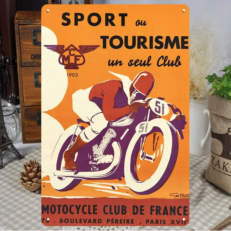 Vintage Racing Metal Poster Motor Garage Wall Decor Classic Motorcycle 20x30cm Tin Sign Motor Metal Sign Club Bar Pub Decor