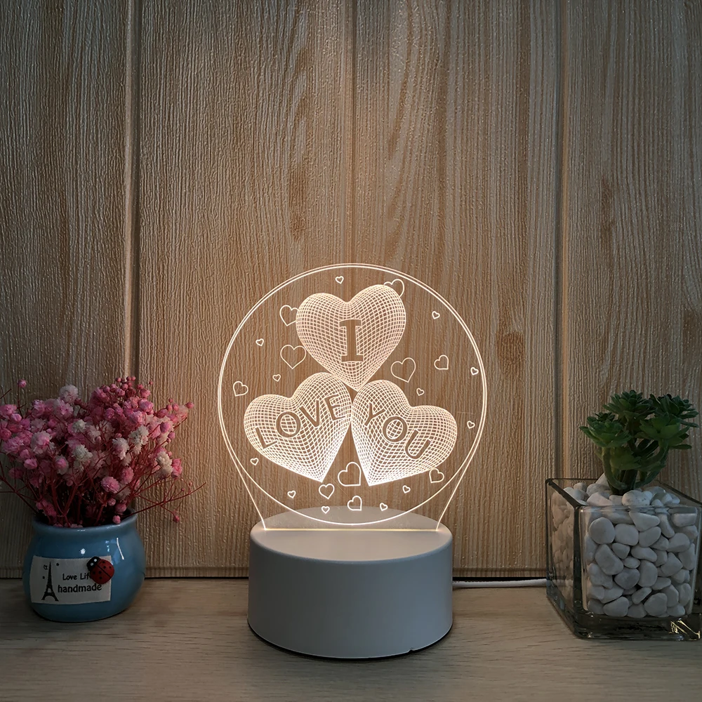 Creative bedroom LED small night light 3D cartoon kids USB bedside lamp table lamp
